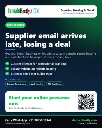 DomainHostly poster for Exporter: Supplier email arrives late, losing a deal
