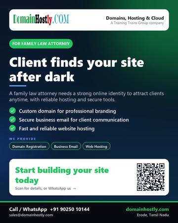 DomainHostly poster for Family law attorney: Client finds your site after dark