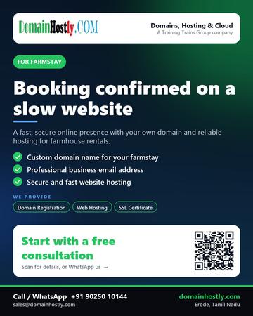 DomainHostly poster for Farmstay: Booking confirmed on a slow website