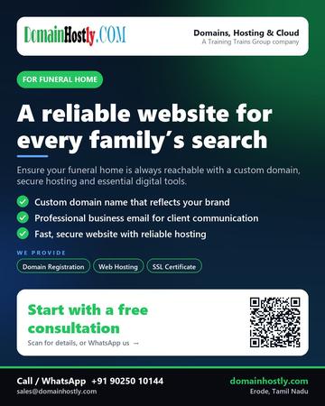 DomainHostly poster for Funeral home: A reliable website for every family’s search