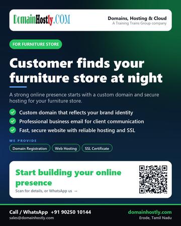 DomainHostly poster for Furniture store: Customer finds your furniture store at night