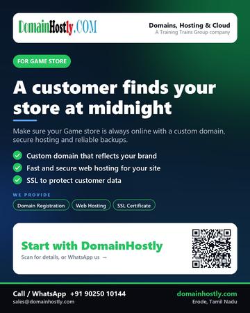 DomainHostly poster for Game store: A customer finds your store at midnight