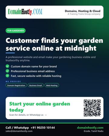 DomainHostly poster for Gardener: Customer finds your garden service online at midnight