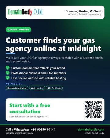 DomainHostly poster for Gas company: Customer finds your gas agency online at midnight