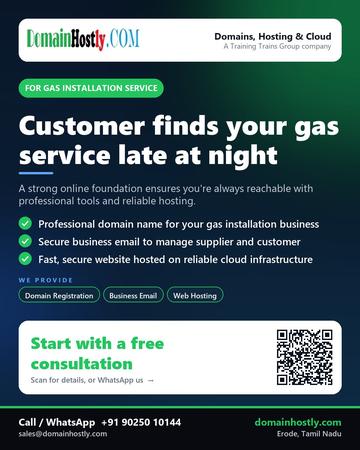 DomainHostly poster for Gas installation service: Customer finds your gas service late at night