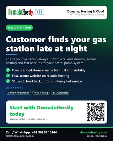 DomainHostly poster for Gas station: Customer finds your gas station late at night