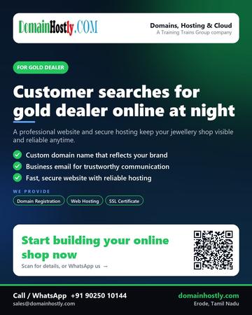 DomainHostly poster for Gold dealer: Customer searches for gold dealer online at night