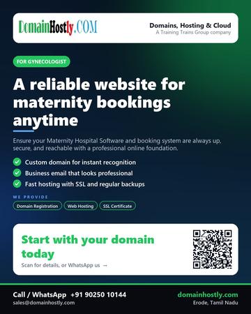 DomainHostly poster for Gynecologist: A reliable website for maternity bookings anytime