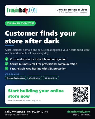 DomainHostly poster for Health food store: Customer finds your store after dark