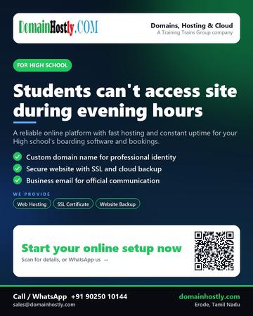 DomainHostly poster for High school: Students can't access site during evening hours