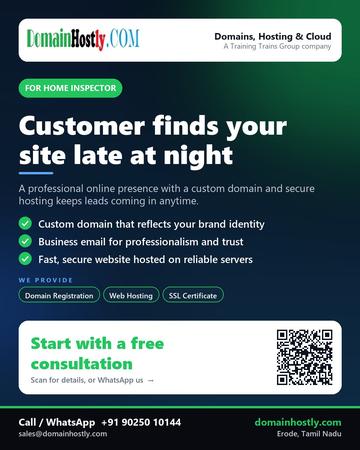 DomainHostly poster for Home inspector: Customer finds your site late at night
