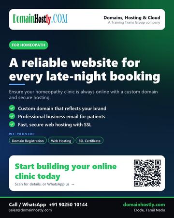 DomainHostly poster for Homeopath: A reliable website for every late-night booking