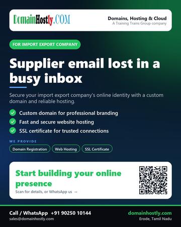 DomainHostly poster for Import export company: Supplier email lost in a busy inbox