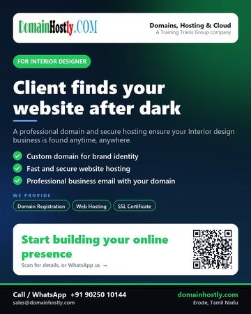 DomainHostly poster for Interior designer: Client finds your website after dark