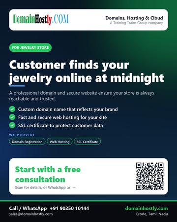DomainHostly poster for Jewelry store: Customer finds your jewelry online at midnight