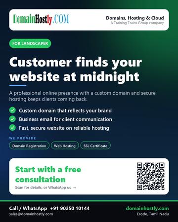 DomainHostly poster for Landscaper: Customer finds your website at midnight