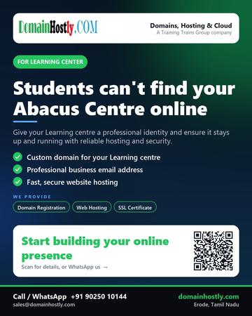 DomainHostly poster for Learning center: Students can't find your Abacus Centre online