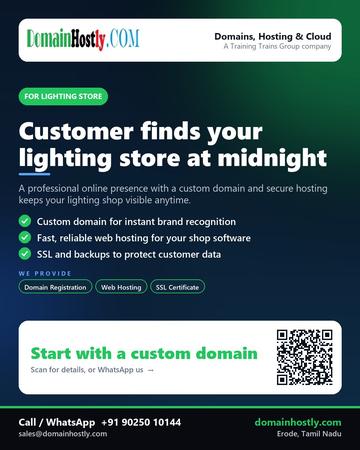 DomainHostly poster for Lighting store: Customer finds your lighting store at midnight