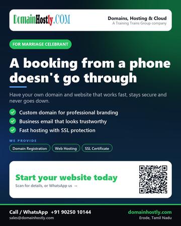 DomainHostly poster for Marriage celebrant: A booking from a phone doesn't go through