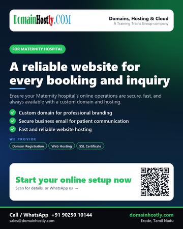 DomainHostly poster for Maternity hospital: A reliable website for every booking and inquiry