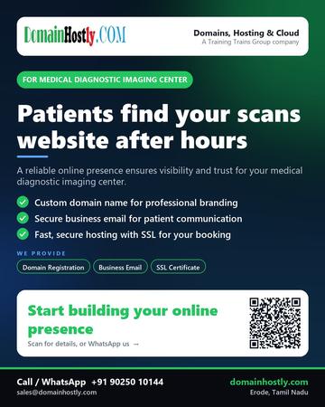DomainHostly poster for Medical diagnostic imaging center: Patients find your scans website after hours