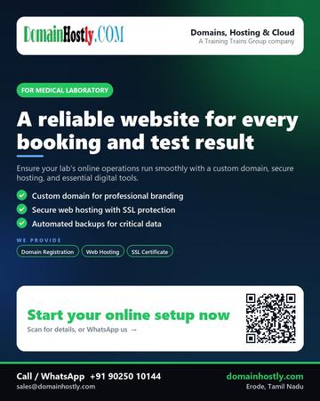 DomainHostly poster for Medical laboratory: A reliable website for every booking and test result
