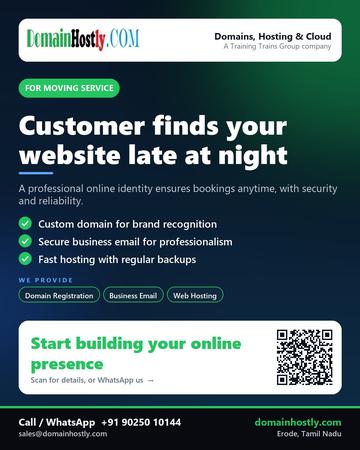 DomainHostly poster for Moving service: Customer finds your website late at night