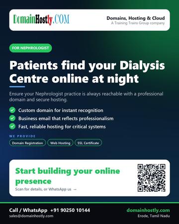 DomainHostly poster for Nephrologist: Patients find your Dialysis Centre online at night