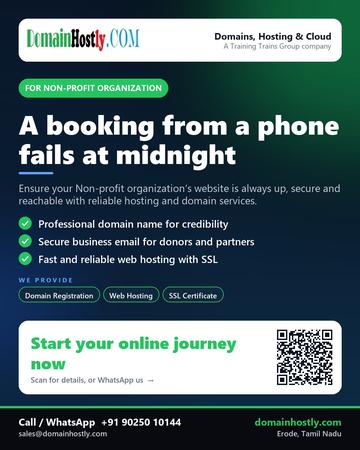 DomainHostly poster for Non-profit organization: A booking from a phone fails at midnight