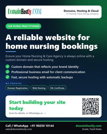 DomainHostly poster for Nurse practitioner: A reliable website for home nursing bookings