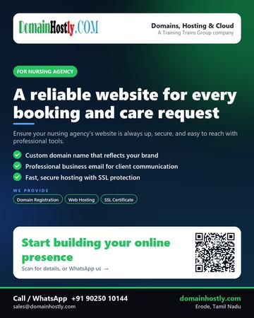 DomainHostly poster for Nursing agency: A reliable website for every booking and care request