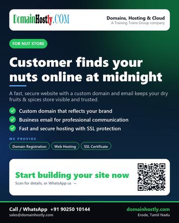 DomainHostly poster for Nut store: Customer finds your nuts online at midnight