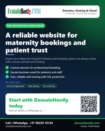 DomainHostly poster for Obstetrician-gynecologist: A reliable website for maternity bookings and patient trust