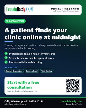 DomainHostly poster for Optometrist: A patient finds your clinic online at midnight