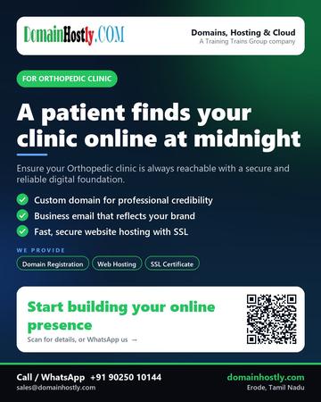 DomainHostly poster for Orthopedic clinic: A patient finds your clinic online at midnight