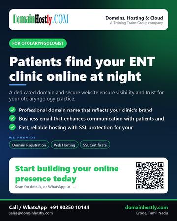 DomainHostly poster for Otolaryngologist: Patients find your ENT clinic online at night
