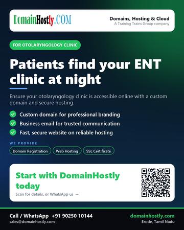 DomainHostly poster for Otolaryngology clinic: Patients find your ENT clinic at night