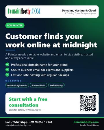 DomainHostly poster for Painter: Customer finds your work online at midnight