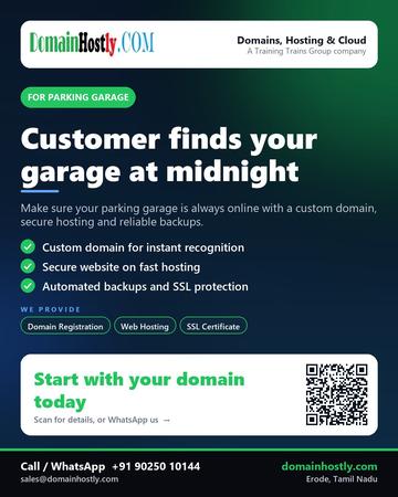 DomainHostly poster for Parking garage: Customer finds your garage at midnight