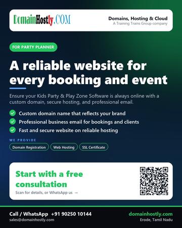 DomainHostly poster for Party planner: A reliable website for every booking and event