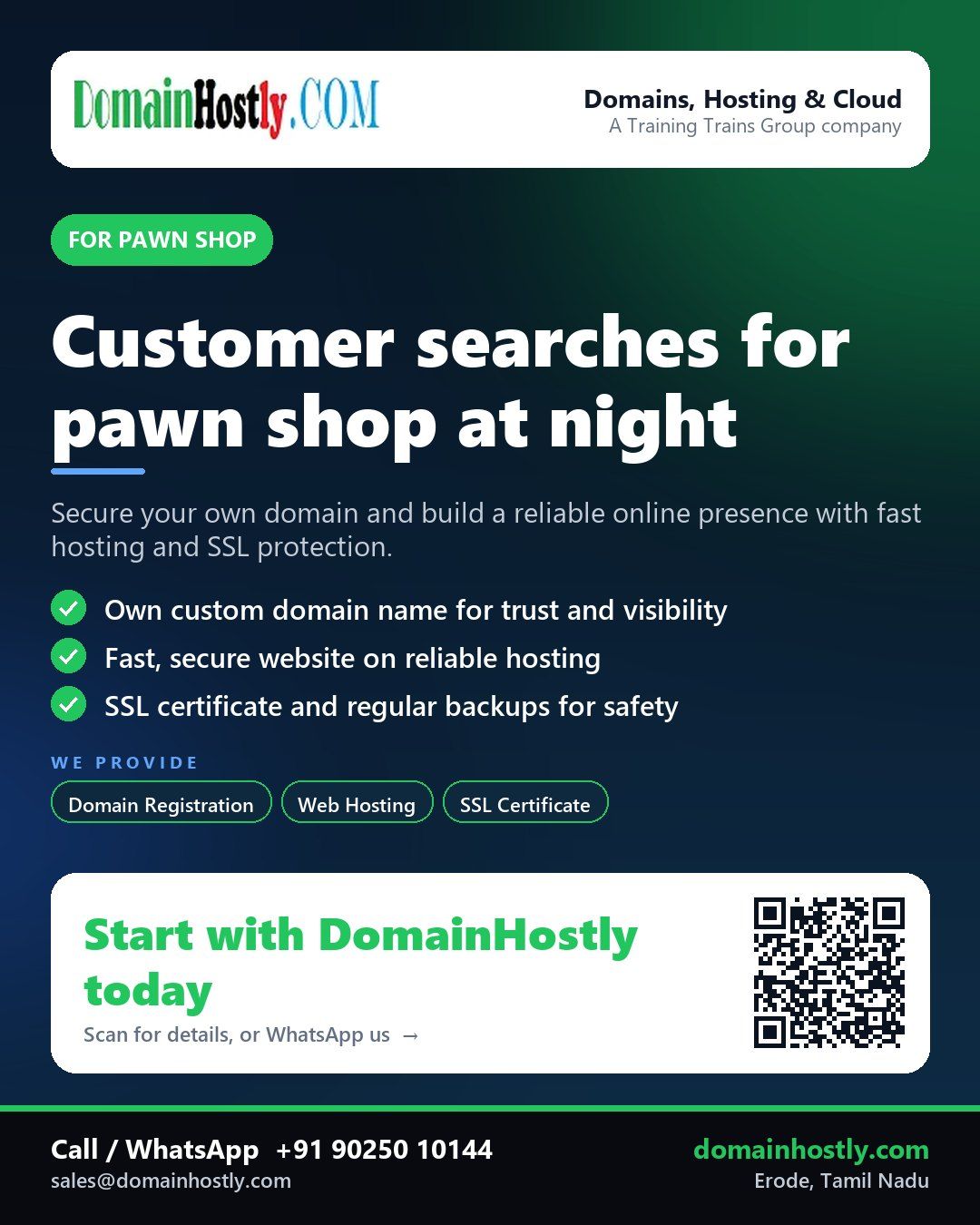 DomainHostly helping a pawn shop establish its own domain and secure website