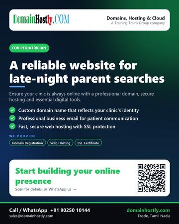 DomainHostly poster for Pediatrician: A reliable website for late-night parent searches