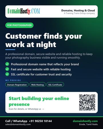 DomainHostly poster for Photographer: Customer finds your work at night