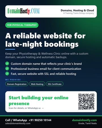 DomainHostly poster for Physical therapist: A reliable website for late-night bookings