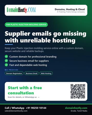 DomainHostly poster for Plastic injection molding service: Supplier emails go missing with unreliable hosting