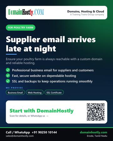 DomainHostly poster for Poultry farm: Supplier email arrives late at night