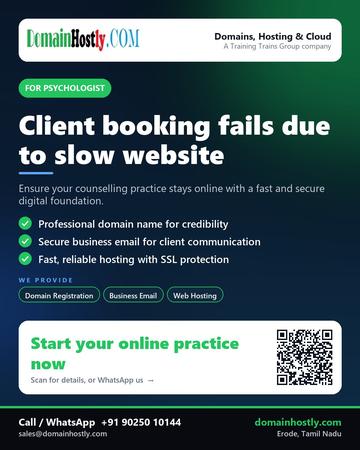 DomainHostly poster for Psychologist: Client booking fails due to slow website