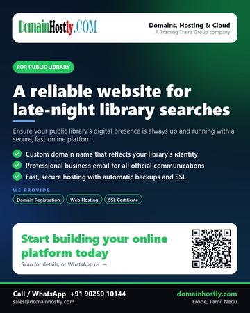 DomainHostly poster for Public library: A reliable website for late-night library searches