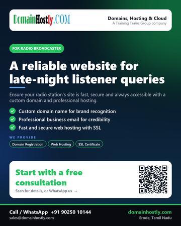 DomainHostly poster for Radio broadcaster: A reliable website for late-night listener queries