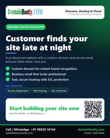 DomainHostly poster for Real estate developer: Customer finds your site late at night